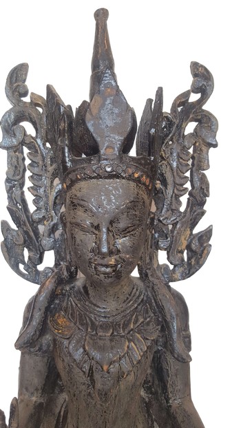 tactiek Om te mediteren Gewoon overlopen Gekroonde Boeddha, antiek, Birma, teak - De Lichte Wereld